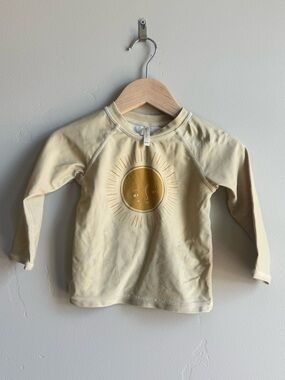 Rylee + Cru Sun Graphic Rash Guard Neutral Beige Swim Top 18-24M Scandi Baby